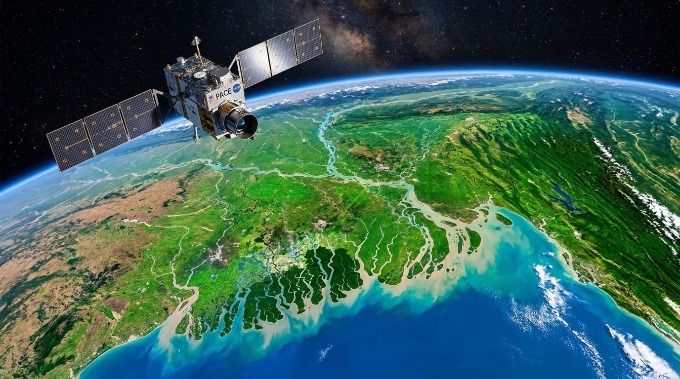 NASA Earth observation satellite scan over Bengal delta